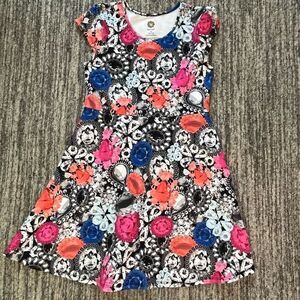 Total Girl Size‎ Medium Bejeweled Dress Multicolor Fit Flare Casual Short Sleeve